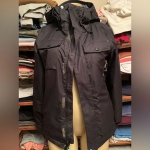 Womens volcom ski jacket, size XS, black with speckles